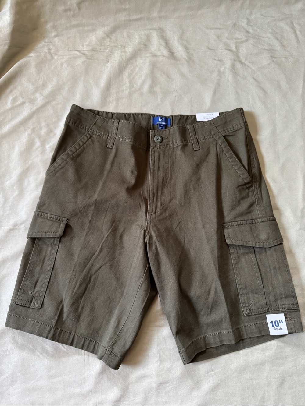 George Men's Cargo Shorts - Olive Green size 30